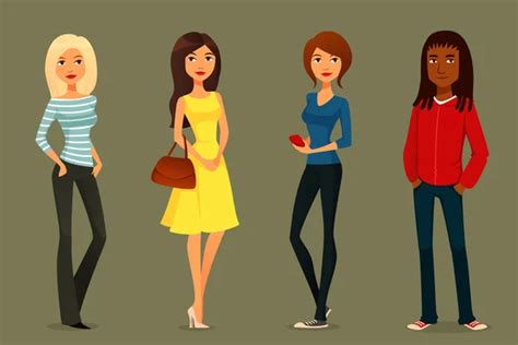 Cute cartoon illustration of people in various outfits Stock Vector by ...