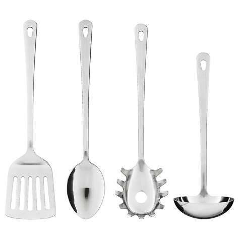 GRUNKA 4-piece kitchen utensil set, stainless steel - IKEA