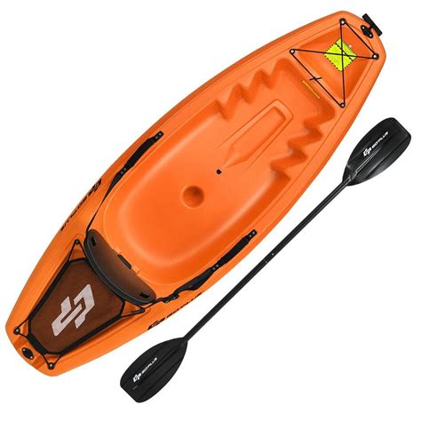 Costway 6 ft. Youth Kids Kayak w/Paddle Storage Hatche 4-Level Footrest for Age 5+ SP37507OR ...