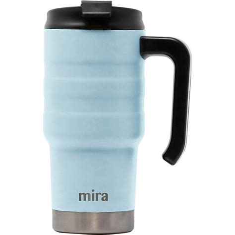 20 oz Stainless Steel Travel Car Mug with Handle & Spill Proof Twist On Flip Lid | Vacuum ...