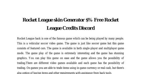 Rocket League skin Generator $% Free Rocket League Credits Discord.pdf | DocDroid