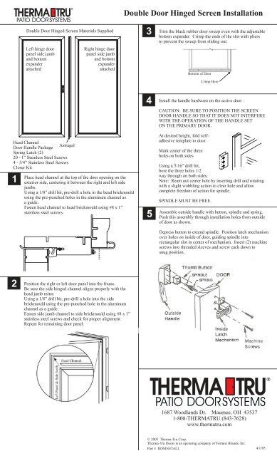 Double Door "French" Screen Installation - Therma-Tru Doors