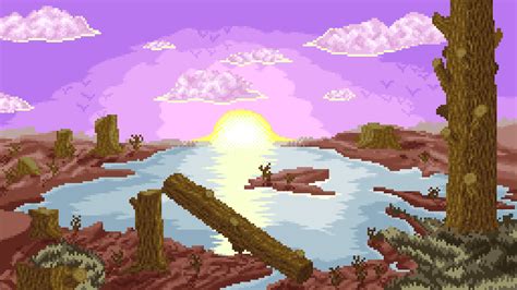 The Best 18+ Pixel Art Sunset - AH Background