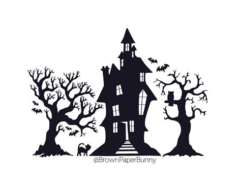 Haunted House Silhouette Templates