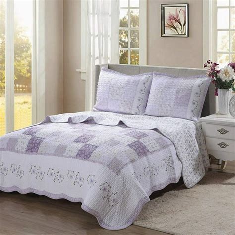 Cozy Line Love of Lilac Real Patchwork 100% Cotton Quilt Set, Twin Set ...