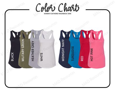 Next Level TANK Color Chart Every Color 6338 Digital File - Etsy Canada