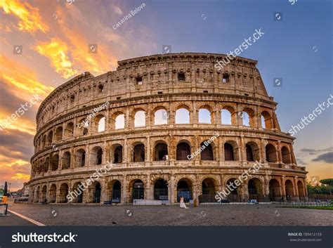 Sunrise view of Colosseum in Rome, Italy. Rome architecture and ...