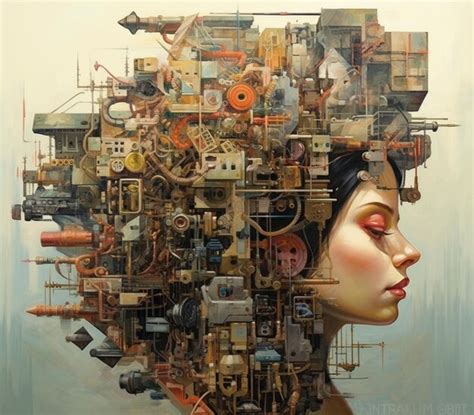 Premium Photo | Cyber futuristic oil painting f ace portrait style ...