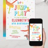 Trampoline Park Kids Birthday Party Invitation | Zazzle