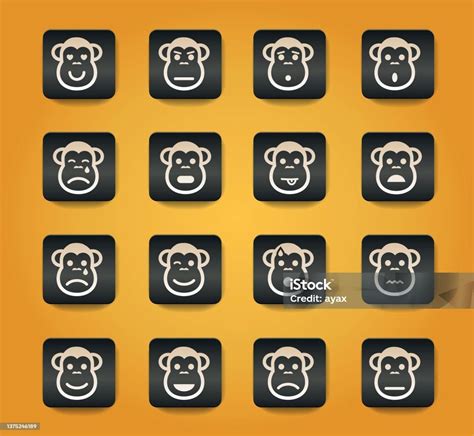 Monkey Emotions Simply Icons Stock Illustration - Download Image Now ...