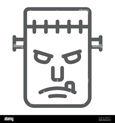Frankenstein line icon, monster and halloween, zombie sign, vector graphics, a linear pattern on ...