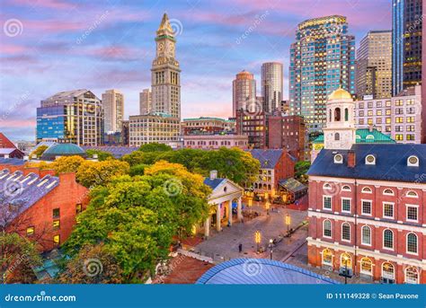 Boston, Massachusetts, USA Skyline Stock Photo - Image of faneuil ...