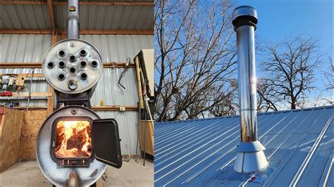 Installing A Wood Stove Chimney Through A Metal Roof - YouTube