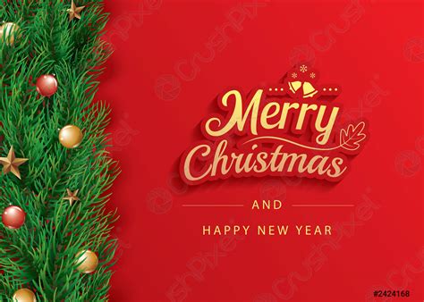 Merry christmas and happy new year greeting card banner template - stock vector 2424168 | Crushpixel