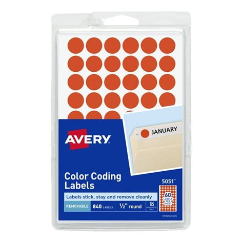 Avery Removable Color-Coding Labels, Neon Red, 1/2" Diameter, 840 Labels - Walmart.com - Walmart.com