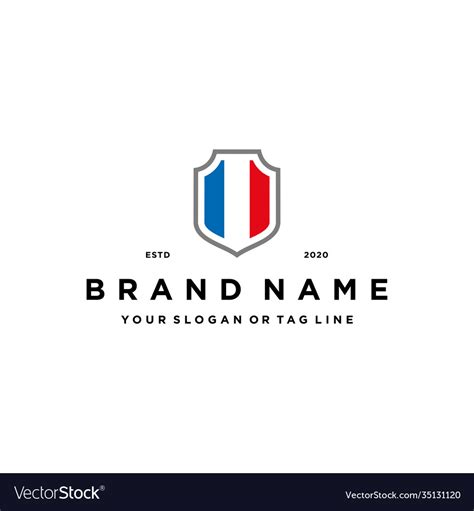 French flag shield logo design Royalty Free Vector Image