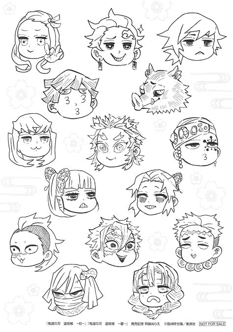 Uncolored Chibi Characters From The Official Kimetsu No Yaiba Paint ...