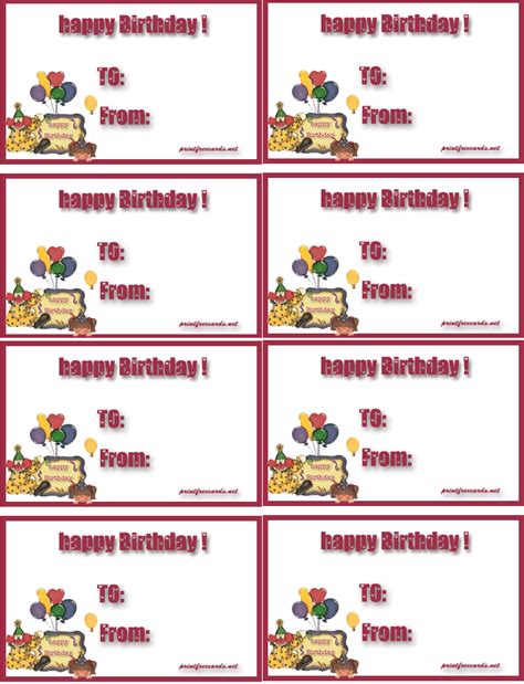 Free Printable Birthday Gift Tags