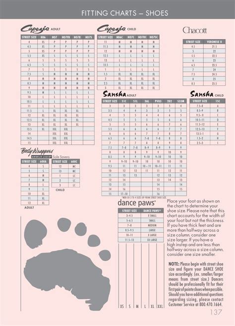 Capezio Shoe Size Chart - Greenbushfarm.com