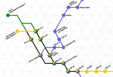 Sacramento Light Rail Map in the Style of an Unpublished Massimo Vignelli node Diagram Concept ...