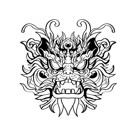 Heraldic dragon head Tattoos black and white emblem made of ink stains. 23293294 Vector Art at ...