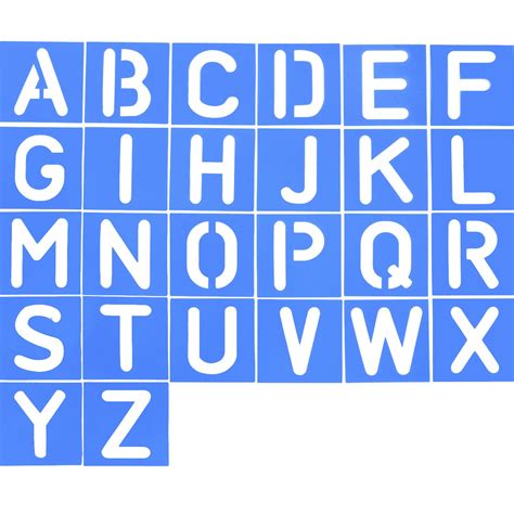 Buy 26 Pieces Plastic Letter Stencil Alphabet Stencils Set for Painting Learning DIY, Blue ...