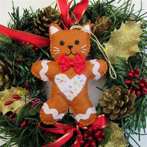 Gingerbread cat christmas tree ornament decoration cat | Etsy | Felt christmas decorations ...