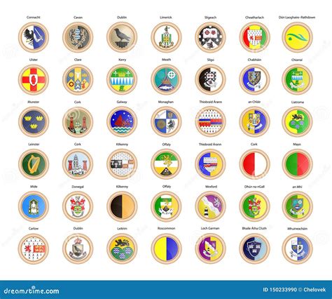 Set of Vector Icons. Regions of Ireland Flags, Provinces and Counties ...