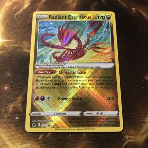 Pokemon Crown Zenith RADIANT ETERNATUS 105/159 Shiny Holo Rare Card TCG Values - MAVIN