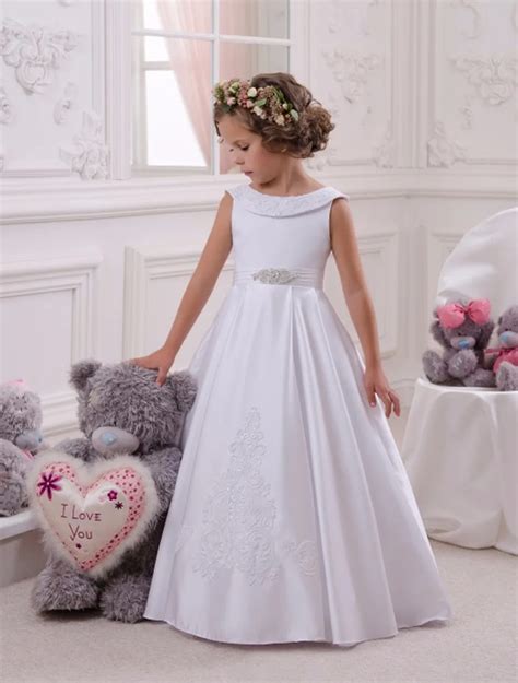 Little Flower Girl Dresses Crew Neckline with Collar Lace Appliques A ...