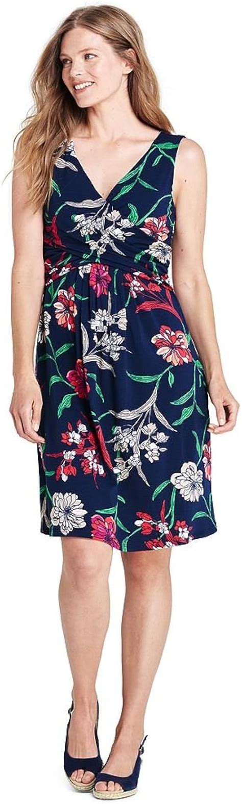 Amazon.com: Lands' End Women's Petite Sleeveless Fit and Flare Dress ...