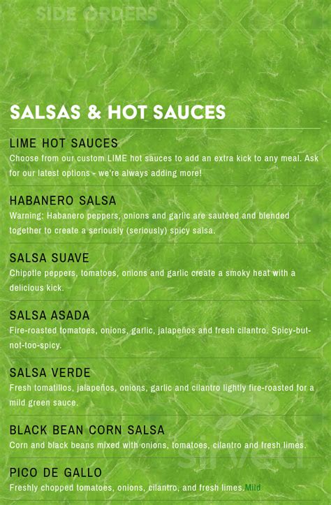 Lime Fresh Mexican Grill menu in Doral, Florida, USA