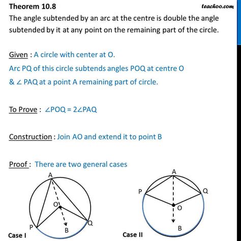 Theorem 9.7 Class 9 - Angle subtended by arc at centre is double the