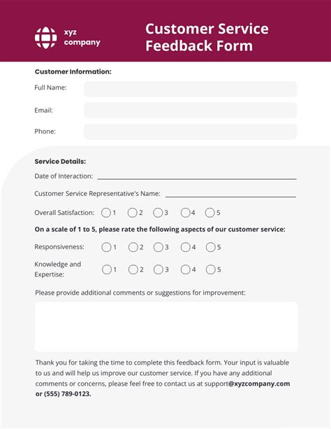 Customer Service Feedback Form Template - Venngage