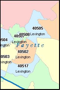 FAYETTE County, Kentucky Digital ZIP Code Map