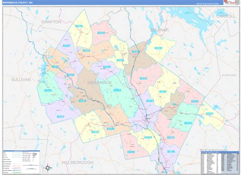 Merrimack County, NH Wall Map Color Cast Style by MarketMAPS - MapSales