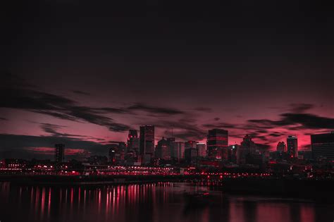 Red Night Panorama Buildings Lights And Red Sky Wallpaper, HD Nature 4K Wallpapers, Images and ...