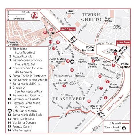 Trastevere district Rome map - Trastevere neighborhood Rome map (Lazio - Italy)