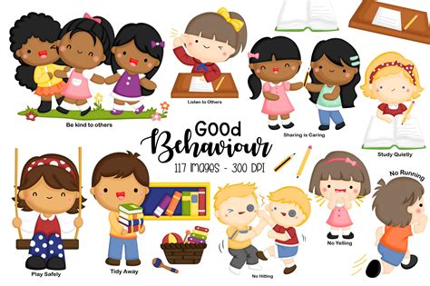 Good Behavior Etiquette Clipart Afbeelding door Inkley Studio · Creative Fabrica