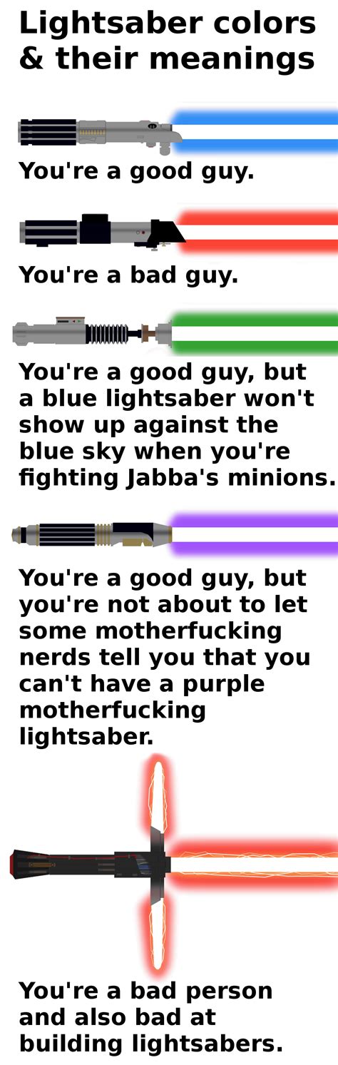 Lightsaber colors and their meanings : r/SequelMemes