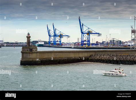 Cranes, cars and containers, Zeebrugge ferry terminal, Zeebrugge to Hull, Zeebrugge, Belgium ...