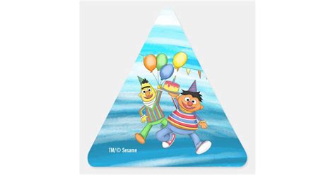 Bert and Ernie Birthday Balloons Triangle Sticker | Zazzle