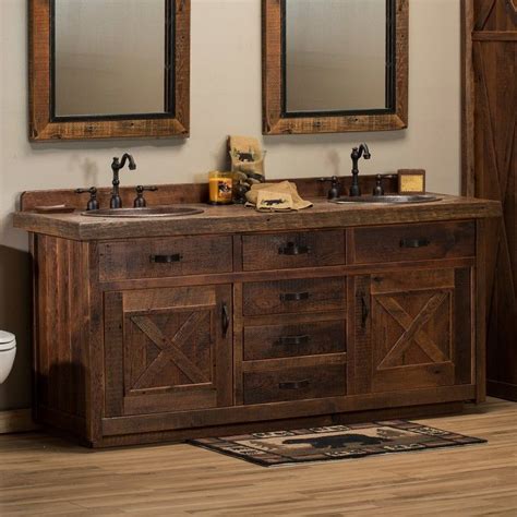 Reclaimed Barn Wood Barn Door Vanity | Rustic bathrooms, Rustic ...