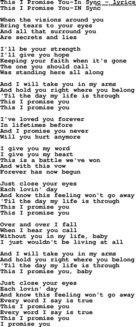 Love Song Lyrics for:This I Promise You-In Sync