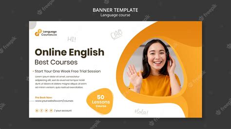 Free PSD | English language classes horizontal banner template with ...