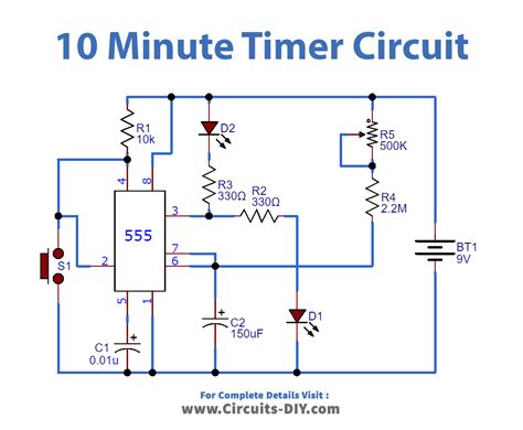 10-Minute Timer Circuit - 555 Timer