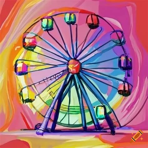 Crayon drawing of a ferris wheel