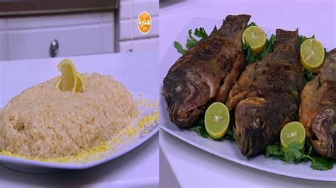 سمك بلطي مقلي - أرز بالزنجبيل والليمون - بسكوت بالسمسم - قرص طرية بالشمر | على قد الأيد حلقة ...