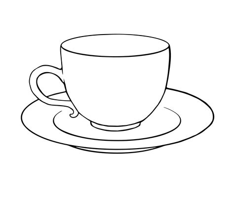 Tea Cup And Saucer Drawing Sketch Coloring Page | Tea cup drawing, Tea ...