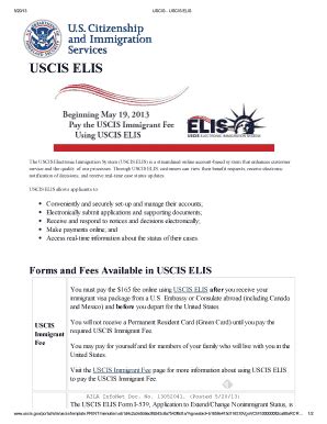 Fillable Online The USCIS Electronic Immigration System (USCIS ELIS) is a streamlined online ...